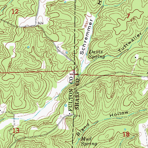 Topographic Map of Tuttwaller Hollow, AR