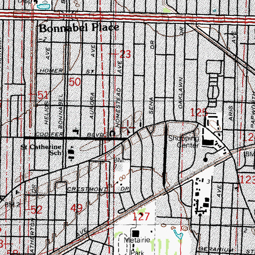 Topographic Map of Metairie Evangelical and Reformed Church, LA
