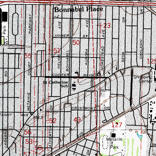 Topographic Map of Metairie Hospital, LA