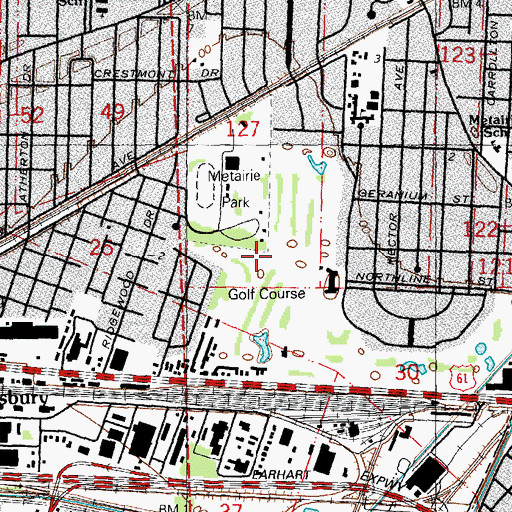 Topographic Map of Metairie Ridge, LA