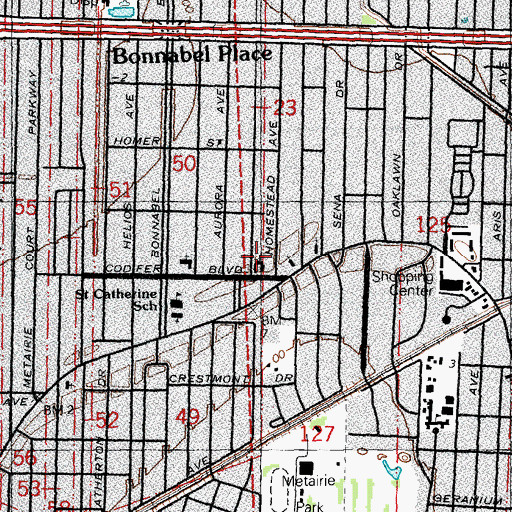 Topographic Map of Metairie Ridge Presbyterian Church, LA
