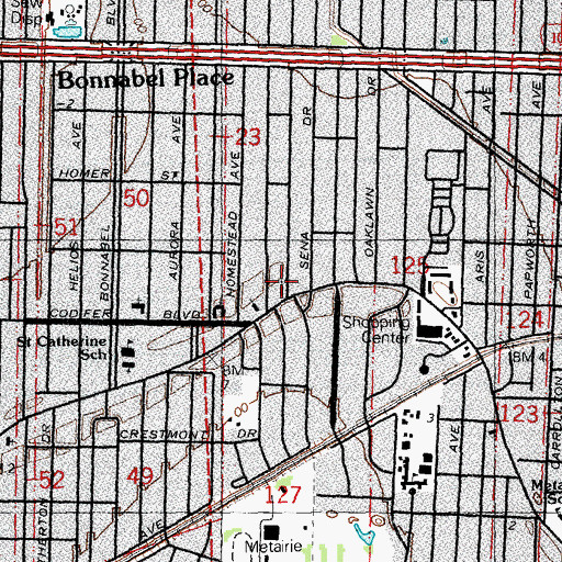 Topographic Map of Munholland United Methodist Church, LA