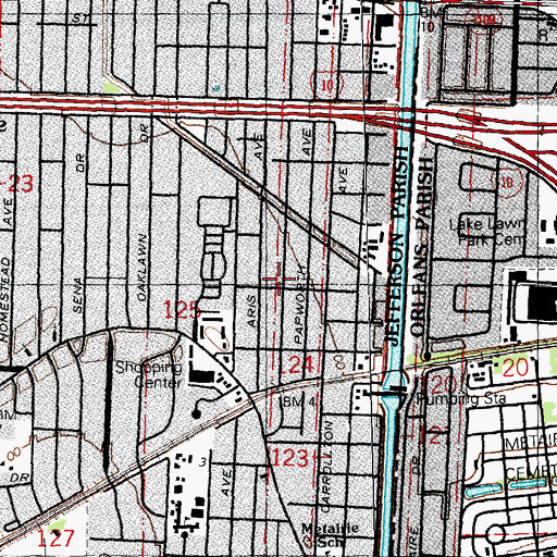Topographic Map of Oak Ridge Park, LA