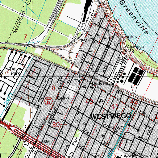 Topographic Map of Our Lady of Prompt Succor Catholic Church, LA