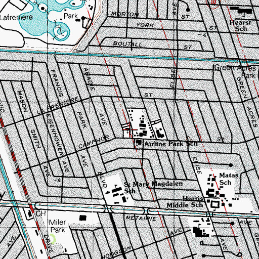 Topographic Map of Parkview Baptist Church, LA