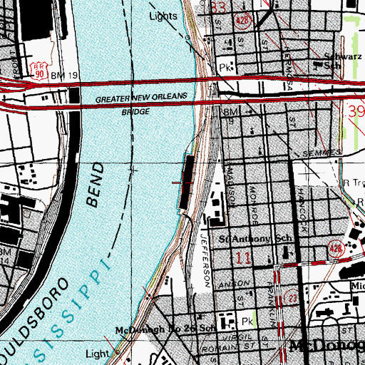 Topographic Map of Perry Street Wharf, LA