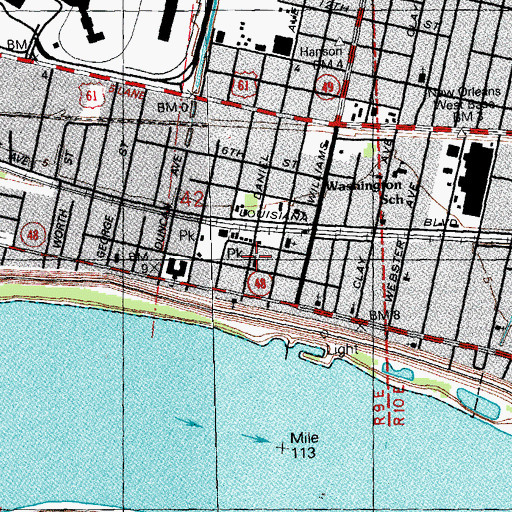 Topographic Map of Pilgrim Baptist Church, LA