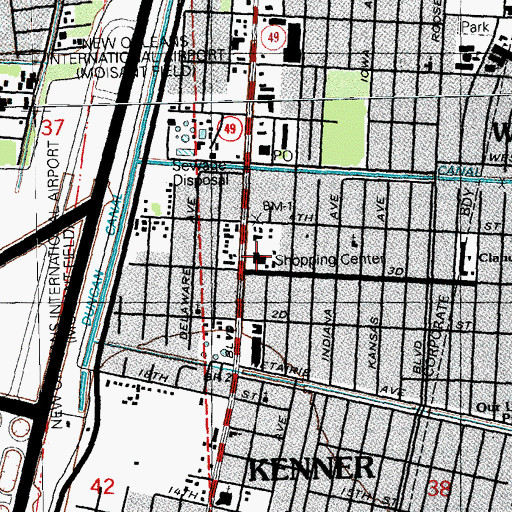 Topographic Map of Plaza 24 Shopping Center, LA