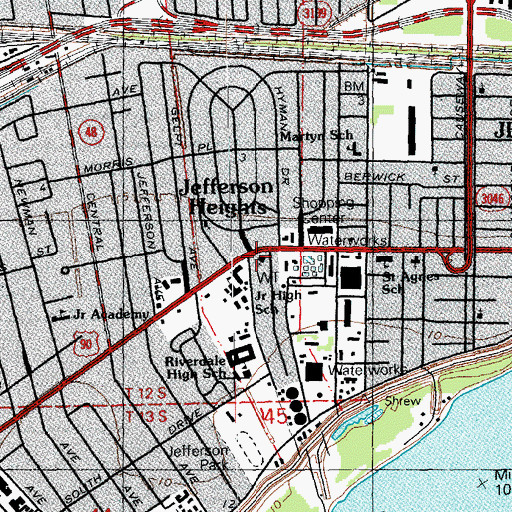 Topographic Map of Rio Vista Baptist Church, LA