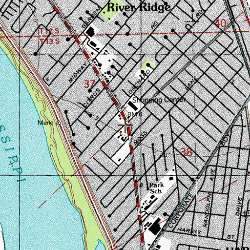 Topographic Map of Riverside Baptist Church, LA