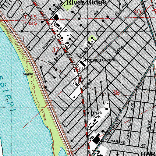 Topographic Map of Riverside Christian Academy, LA