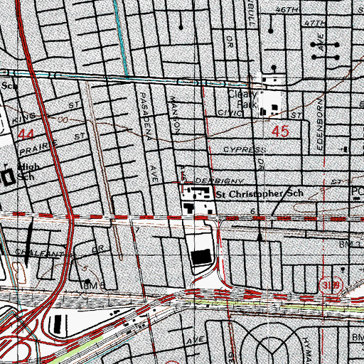 Topographic Map of Saint Christopher Catholic Church, LA