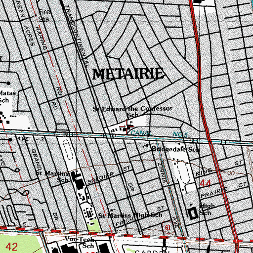 Topographic Map of Saint Edward the Confessor Catholic Church, LA