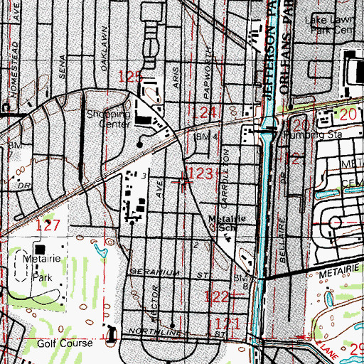 Topographic Map of Saint Francis Xavier Catholic Church, LA