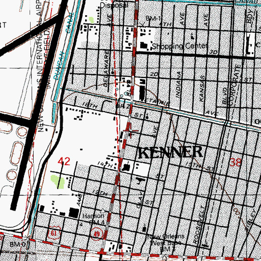 Topographic Map of Saint Johns Episcopal Church, LA