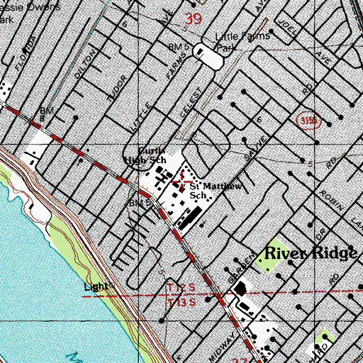 Topographic Map of Saint Matthew the Apostle Catholic Church, LA
