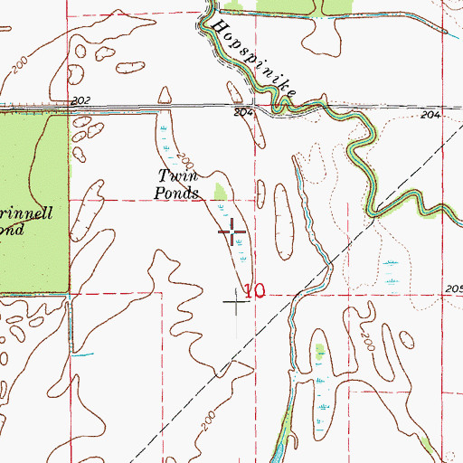 Topographic Map of Twin Ponds, AR