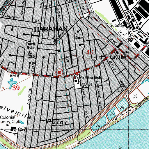 Topographic Map of Saint Rita Catholic Church, LA