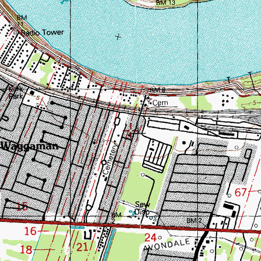 Topographic Map of Second Saint John the Baptist Church, LA