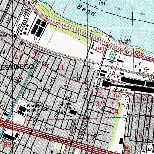 Topographic Map of Shiloh Missionary Baptist Church, LA