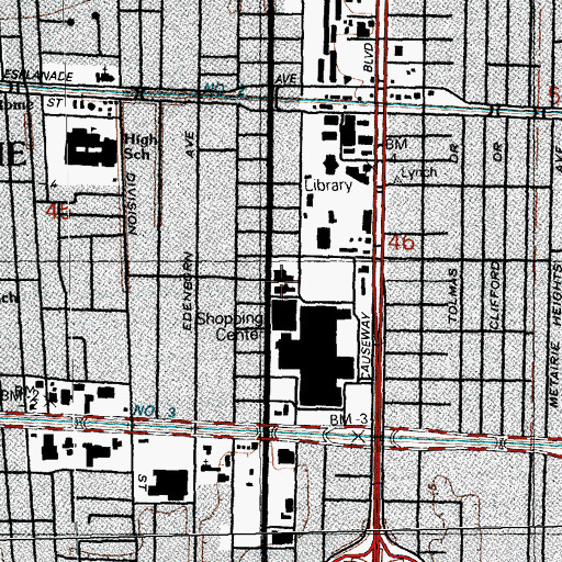 Topographic Map of The Place Plaza Shopping Center, LA