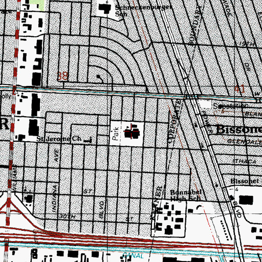 Topographic Map of Theodore Roosevelt Middle School, LA