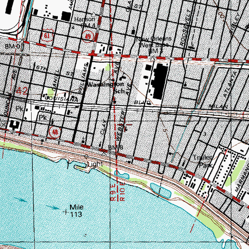 Topographic Map of Thomas United Methodist Church, LA