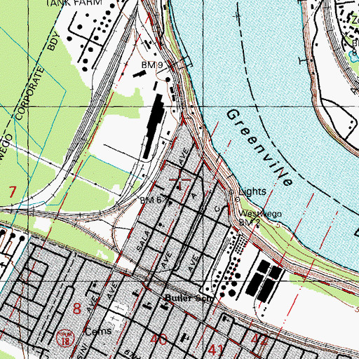 Topographic Map of True Vine Baptist Church, LA