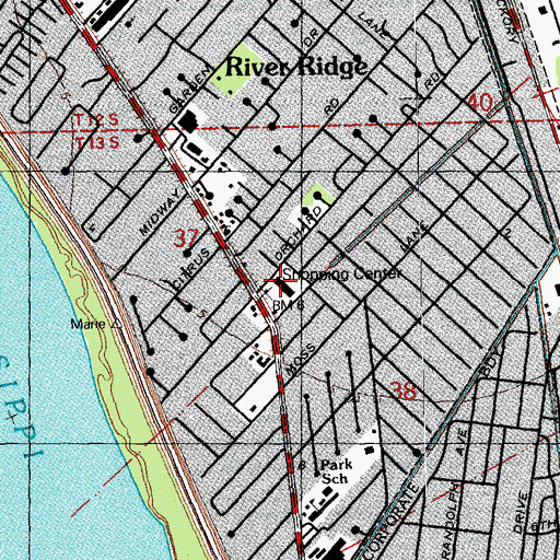 Topographic Map of Upstream Shopping Center, LA