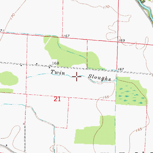 Topographic Map of Twin Sloughs, AR