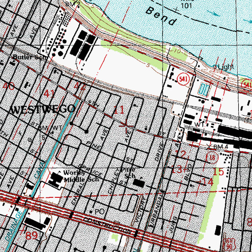Topographic Map of Wego Shopping Center, LA