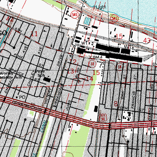 Topographic Map of West Marrero Baptist Church, LA