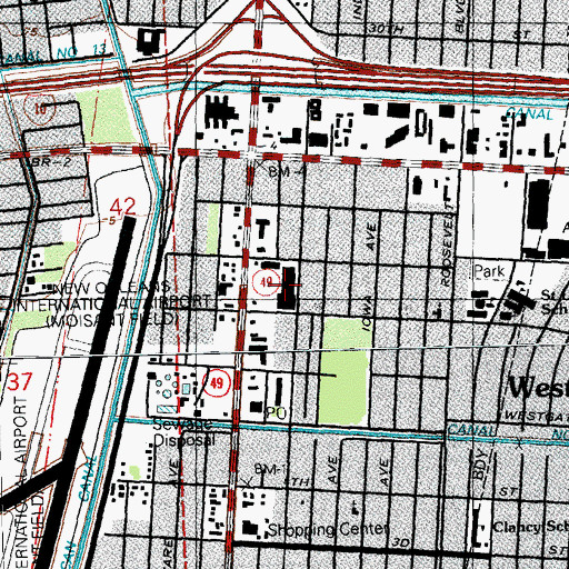 Topographic Map of Westland Shopping Center, LA