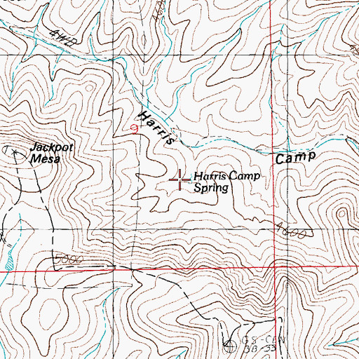 Topographic Map of Harris Camp Spring, AZ