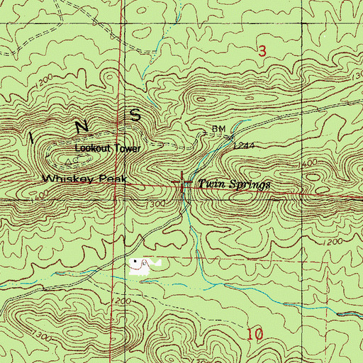 Topographic Map of Twin Springs, AR