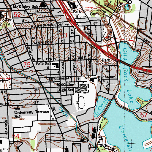 Topographic Map of Magnolia Baptist Church, LA