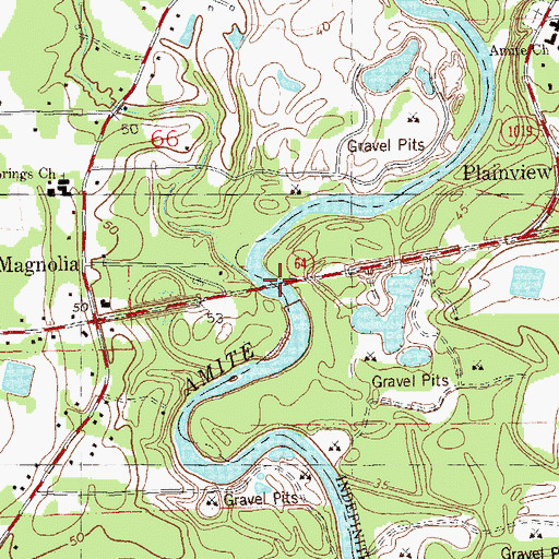 Topographic Map of Magnolia Bridge, LA
