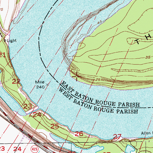 Topographic Map of Mallet Bend, LA