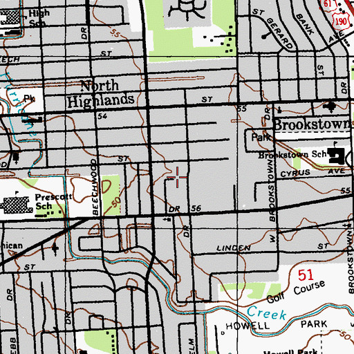Topographic Map of Martin L King Jr Christian Academy School, LA