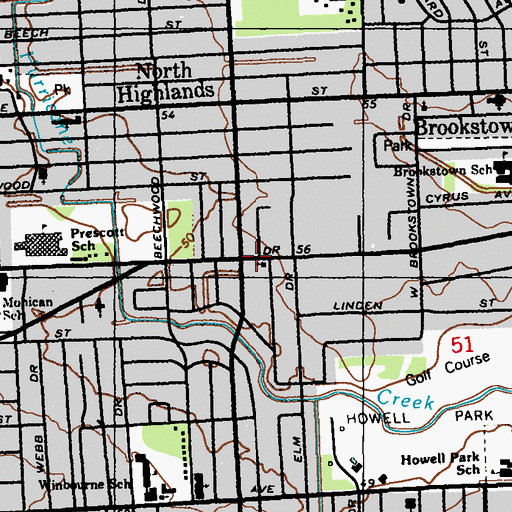 Topographic Map of Memorial Chapel of God, LA