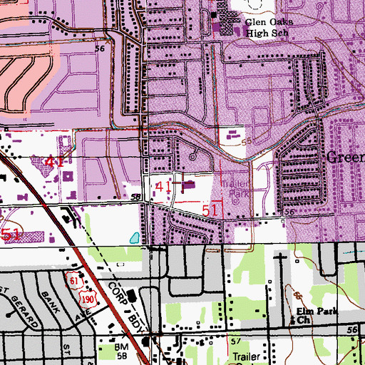 Topographic Map of Merrydale Elementary School, LA