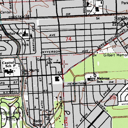 Topographic Map of Mid-City Shopping Center, LA