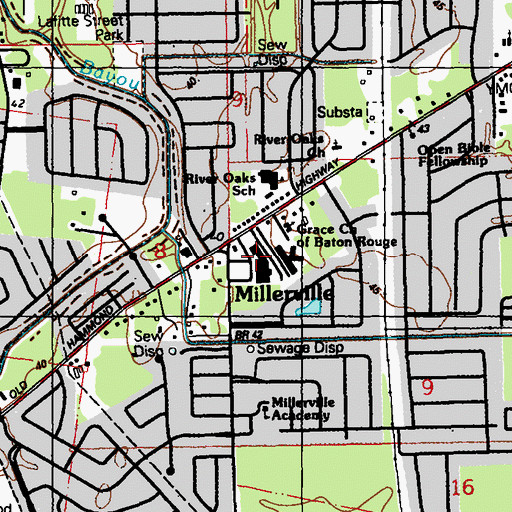 Topographic Map of Miller Village Shopping Center, LA