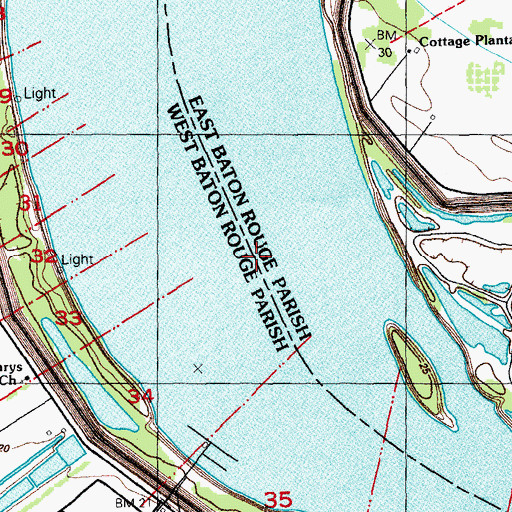 Topographic Map of Missouri Bend, LA