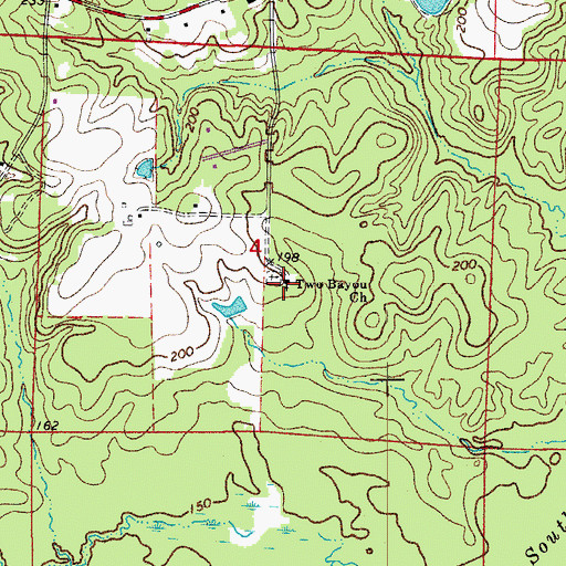 Topographic Map of Two Bayou Church, AR