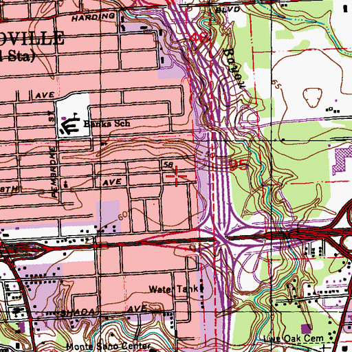 Topographic Map of Monte Sano Trailer Park, LA