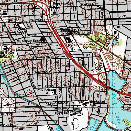 Topographic Map of Mount Calvary Third Baptist Church, LA