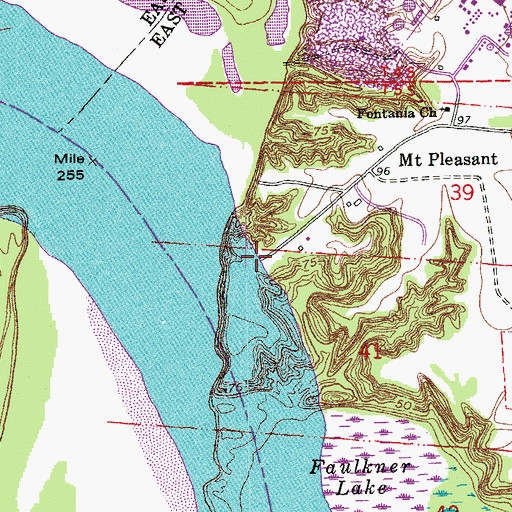 Topographic Map of Mount Pleasant Landing, LA
