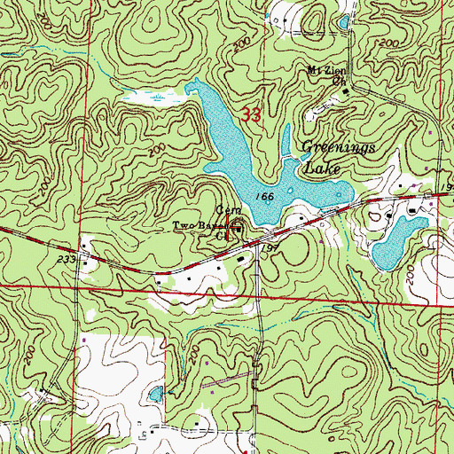 Topographic Map of Two Bayou Church, AR