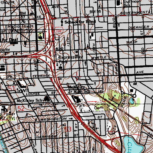 Topographic Map of New Ark Baptist Church, LA